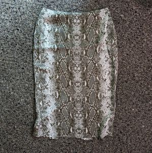 DVF Green Snake Print Pencil Skirt